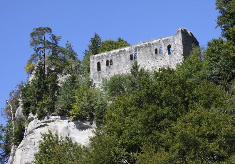 Ruine Grasburg, Blick vom Ufer der Sense